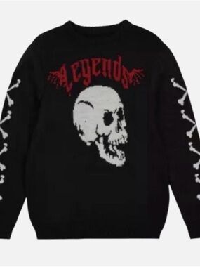 Reason Y2K LEGENDS Skull Pullover M Sweater Goth Skull
Halloween NWT 
STREETWEAR